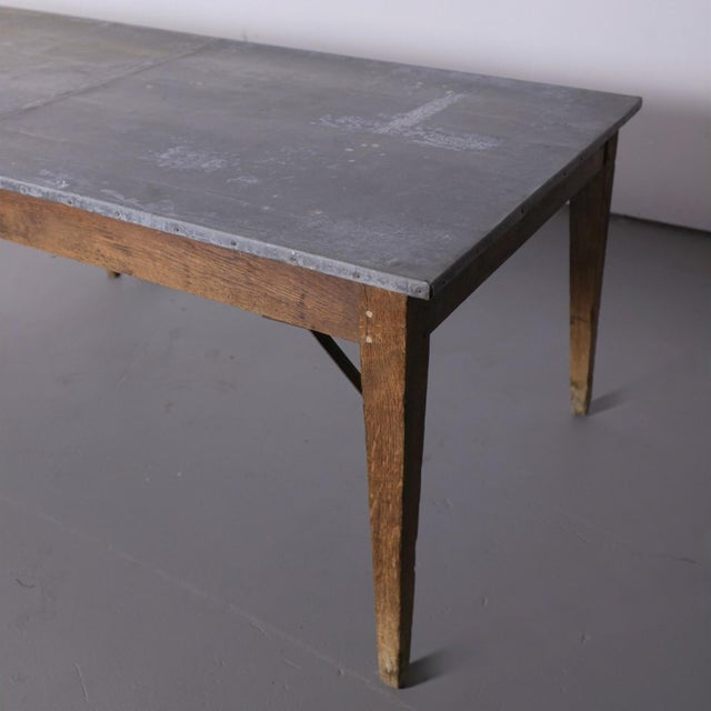 Antique French Oak Zinc Top Refectory Dining Table | Circa 1880 For Sale - Image 11 of 14