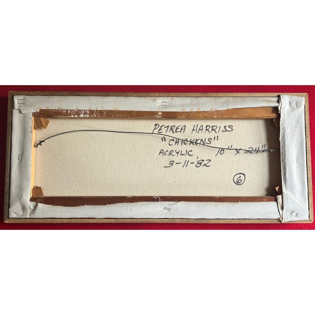 Red Petrea Harriss (American 20th Century) Painting on Canvas Portrait of Chickens or Roosters in Their Coop For Sale - Image 8 of 8