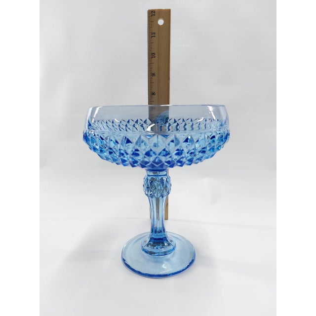 Glass Indiana Glass Diamond Point Tall Compote Vintage For Sale - Image 7 of 8