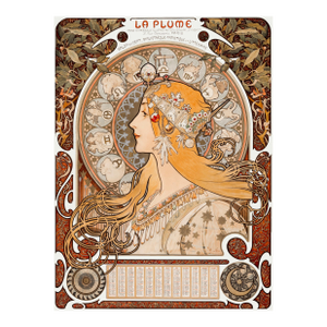 Zodiaque (La Plume) by Alphonse Maria Mucha, Art Nouveau Art Print Reproduction, 18" × 24"