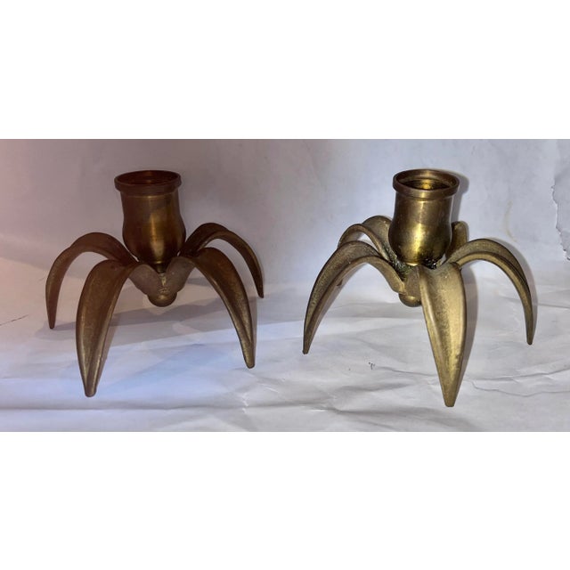 Modern Pair of Vintage Brass Candlesticks by David Landis Designs For Sale - Image 3 of 7