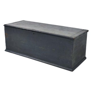 19th Century American Dark Blue Painted Trunk For Sale