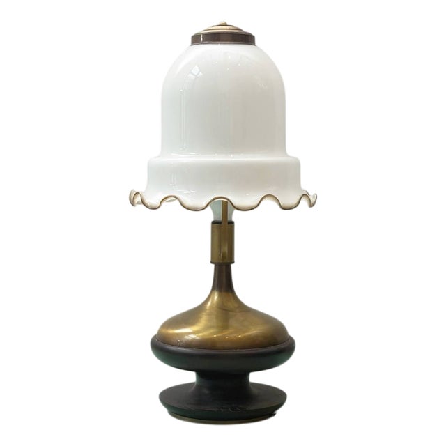 Table Lamp with Wavy Glass Shade in Murano Glass, 1920s For Sale