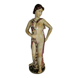 Rare Porcelain Art Deco Nude Figural Statue, Sculpture, Handpainted, 1940's For Sale