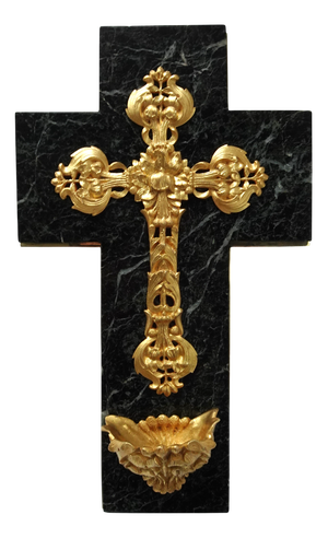 Antique Art Nouveau Bronze Cross Crucifix, 1890s