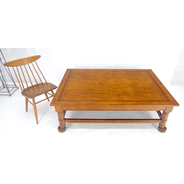 Large 44x60 Rectangle Turned Legs English Style Coffee Table MINT For Sale - Image 9 of 13