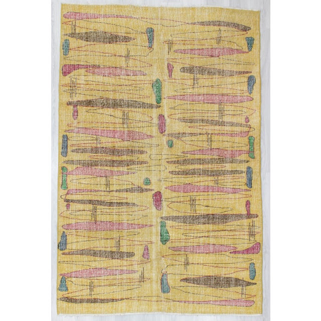 1960s Vintage Yellow Turkish Rug - 5′7″ × 8′5″ For Sale In Los Angeles - Image 6 of 6