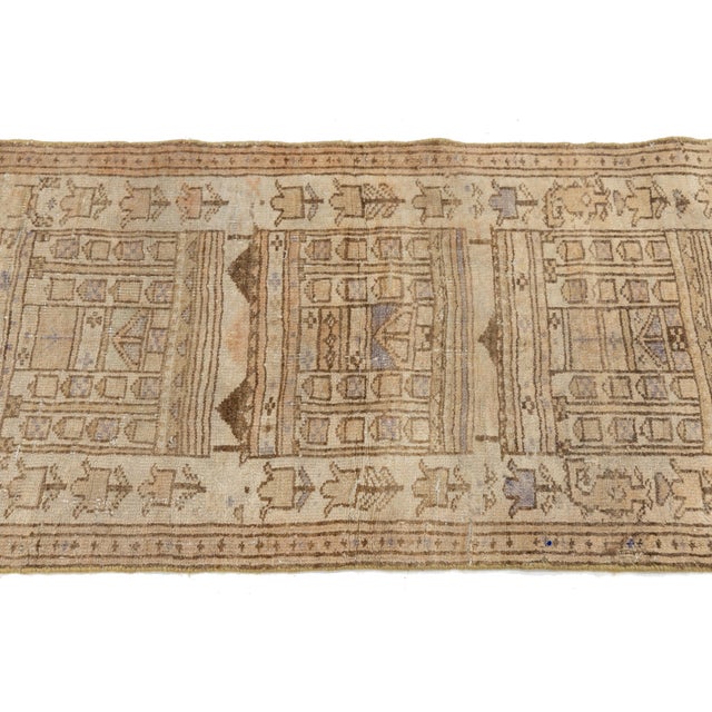 Textile Mid-Century Neutral Tribal Wool Area Rug – Hand-Knotted Neutral Vintage Accent For Sale - Image 7 of 8
