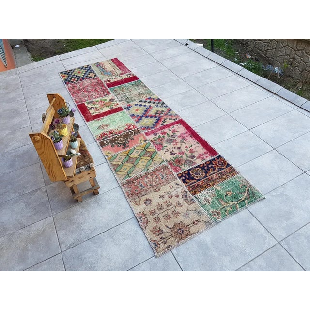 Natural Vintage Oushak Kitchen Rug For Sale - Image 6 of 10