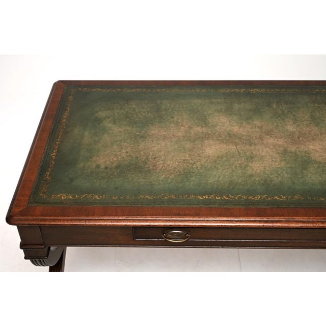 Wood Regency Leather Top Coffee Table, 1930 For Sale - Image 7 of 12