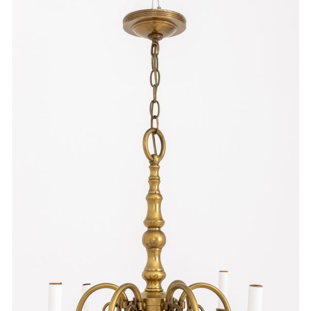 Dutch Style Six Branch Brass Chandelier, 20th Century For Sale In New York - Image 6 of 8