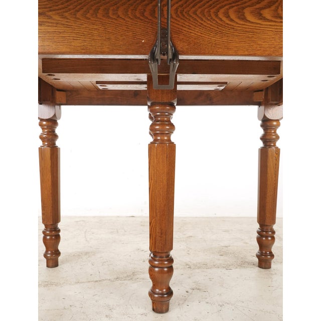 Brown Vintage Traditional Style Expanding Oak Dining Table For Sale - Image 8 of 12