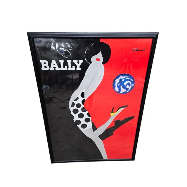 Mid-Century Modern Vintage Bernard Villemot Bally Kick Fashion Advertising Poster For Sale - Image 3 of 7