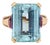 14ct Aquamarine Ring Icy Blue Vintage Mid Century 14k Gold Emerald Cut Ruby, Size 6.5 For Sale