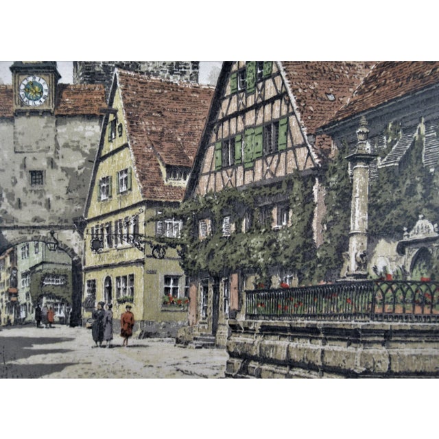 Realism Hans Figura, European Village, Circa 1950 For Sale - Image 3 of 7