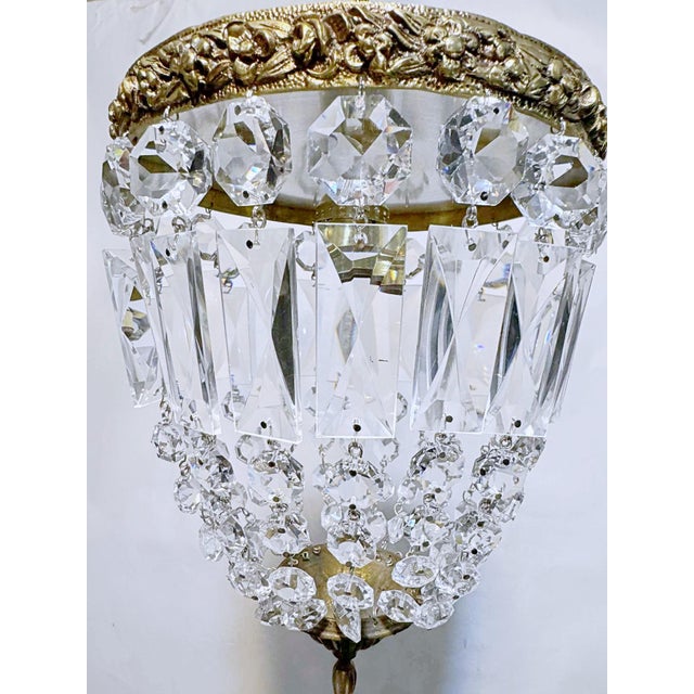 Vintage 1950s Italian Brass Basket Chandelier For Sale - Image 4 of 9