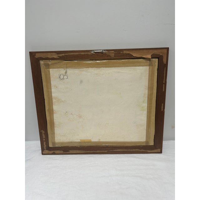 Red Vintage Original Watercolor Painting “Red Roof Farmhouse”, Framed For Sale - Image 8 of 9