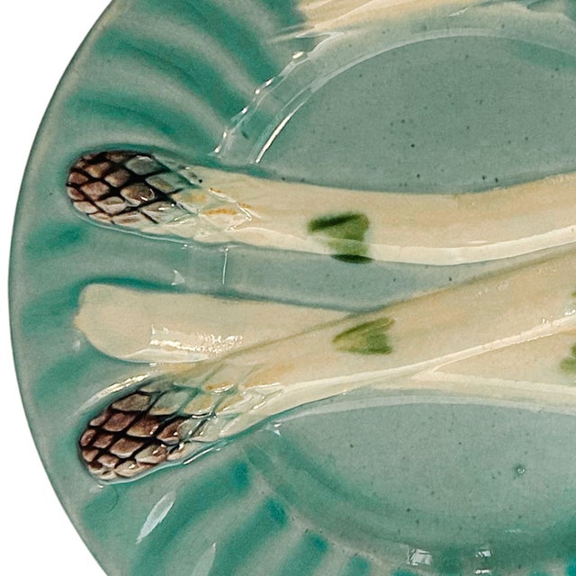 Rustic European Antique French Majolica Asparagus Plate by Keller & Guérin (Luneville), C. 1890 For Sale - Image 3 of 6