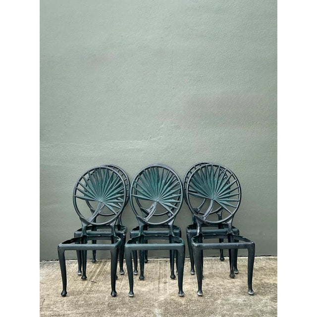 Vintage Palm Frond Outdoor Dining Chairs - Set of 6 For Sale - Image 10 of 12