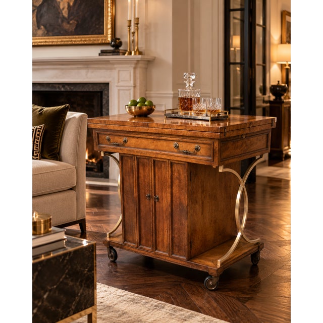 A beautifully designed vintage bar cabinet by Mastercraft, retaining its original maker’s label. Compact when closed yet...