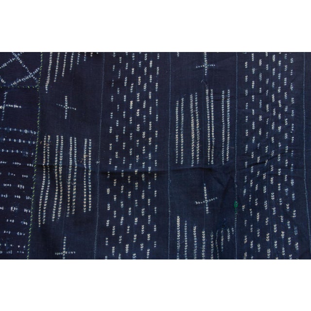 Deep Blue Indigo Mud Cloth Throw For Sale - Image 4 of 6