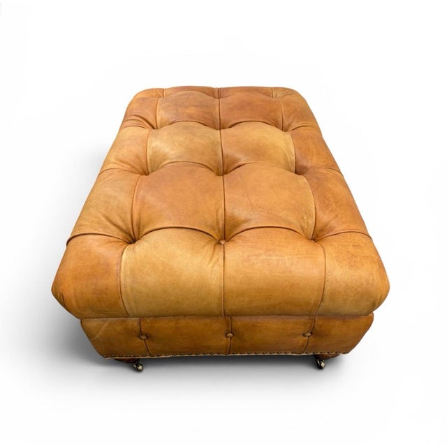 2000 - 2009 Ralph Lauren Brierly Leather Ottoman For Sale - Image 5 of 7
