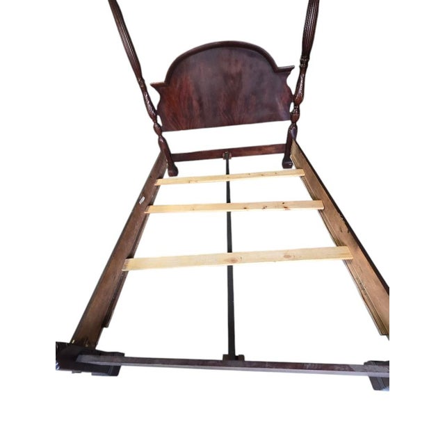 Vintage Solid Wood Queen Four Poster Bed With Turned Posts – Classic Traditional Style For Sale - Image 4 of 13