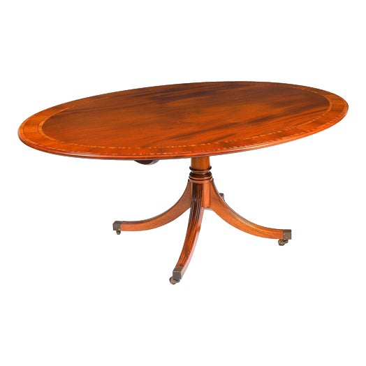 Vintage Oval Mahogany Tilt Top Dining Table by William Tillman, 1980s For Sale