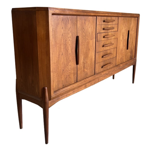 Mid Century Modern Large Danish Teak Credenza For Sale