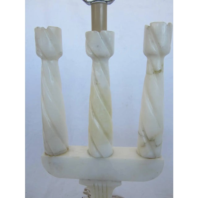 Pair of three-arm marble lamps by Varis. Made in the Mid 20th Century.