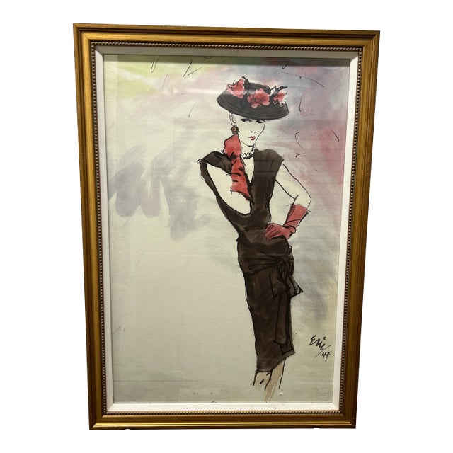 Late 20th Century Soicher Marin Vogue Magazine Carl Erickson Fashion Illustration For Sale