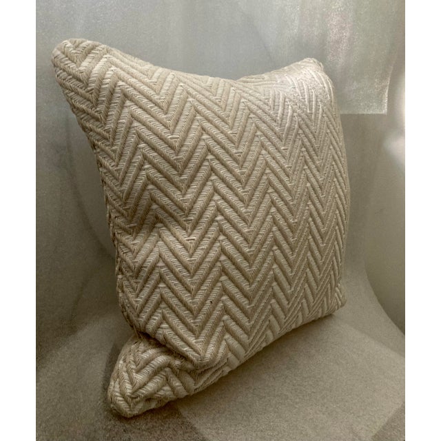 2020s Beige/ White Herringbone Jacquard Decorative Pillow Cover For Sale - Image 5 of 6
