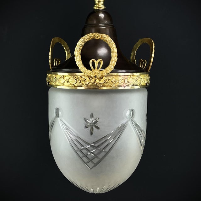 Art Nouveau Hanging Lamp with Eagle, 1890s For Sale - Image 4 of 11