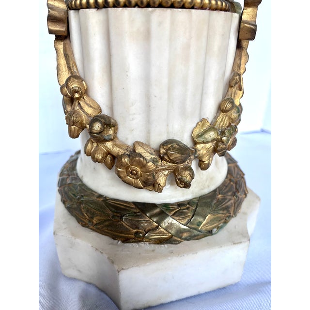 19th Century French Louis XVI Style Figural Bronze and Marble Candelabra - A Pair For Sale - Image 18 of 18