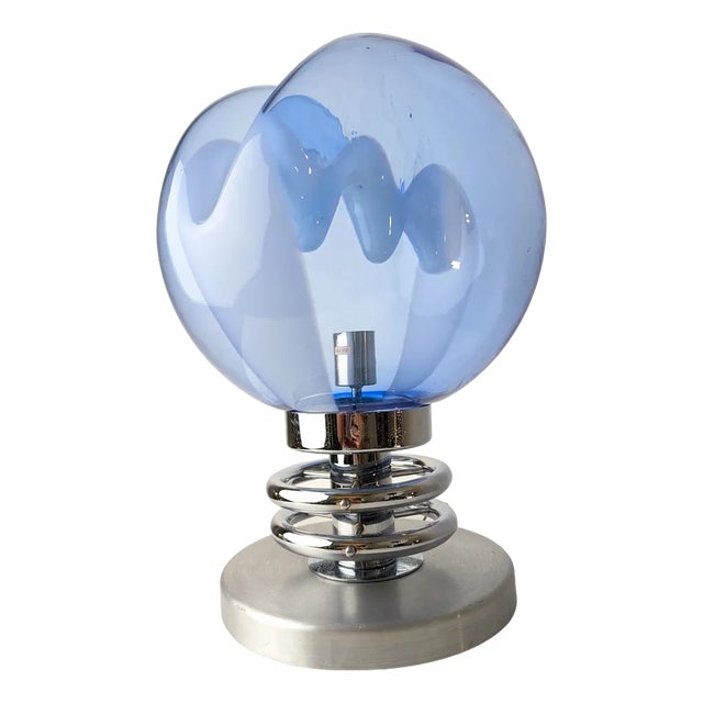 Vintage Blue Crystal Table Lampe attributed to Toni Zuccheri For Sale