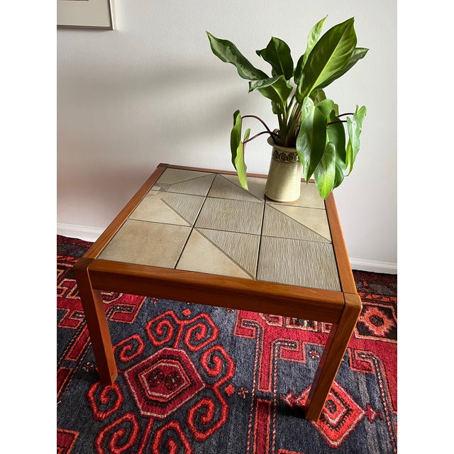 Wood Vintage Gangso Mobler Mid Century Danish Modern Teak Tile Top End Table For Sale - Image 7 of 8