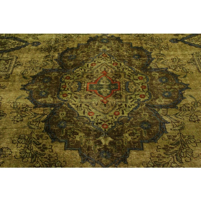 1980s Vintage No Pile Persian Green/Gray Wool Rug - 10'1'' X 13'0'' For Sale - Image 5 of 10