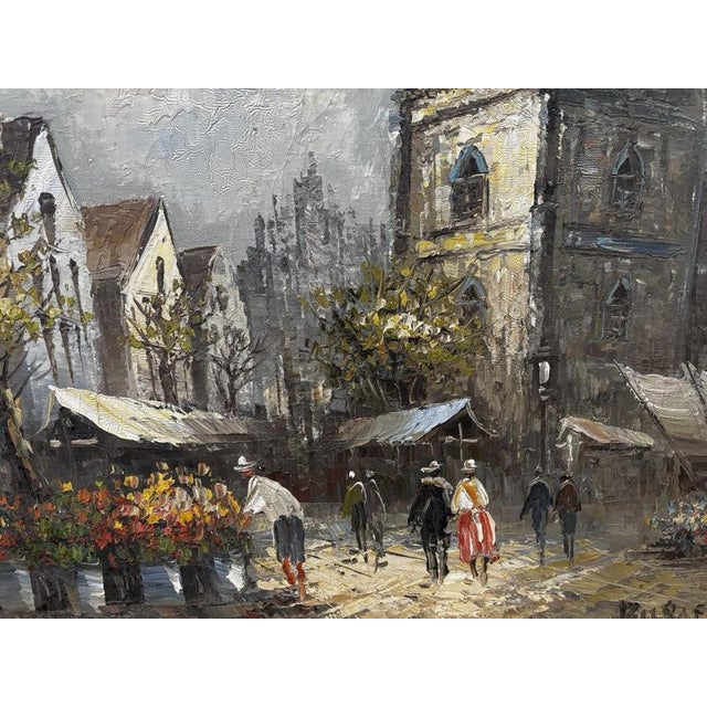 Burnett, Paris Street Scene, Oil Painting on Canvas For Sale - Image 3 of 8