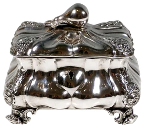Antique Biedermeier Silver Sugar Box with Pear Knob attributed to Thomas Dub, Vienna, 1863
