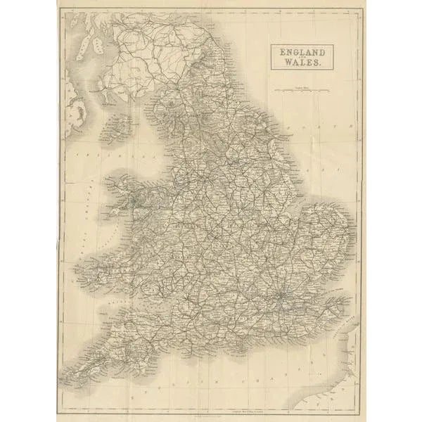 Antique Folding Map of England and Wales, 1890s For Sale - Image 3 of 6