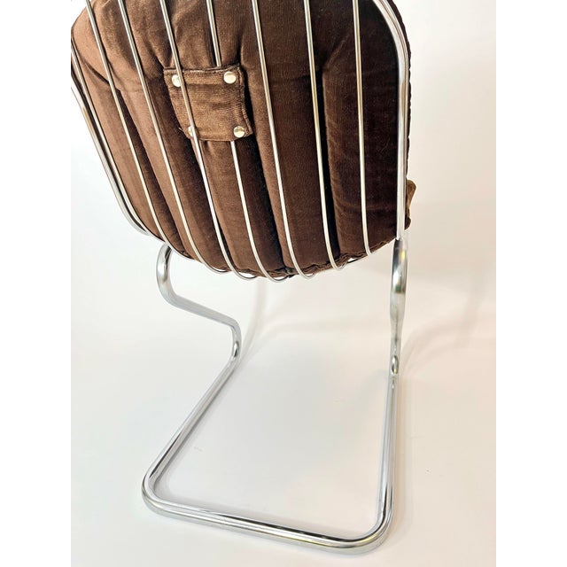 Brown Metal Dining Chairs with Brown Velvet Cushions, Italy, 1970s, Set of 2 For Sale - Image 8 of 15
