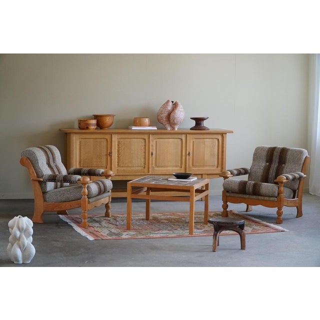 1960s Danish Modern Coffee Table in Oak & Ceramic Tiles attributed to Tue Poulsen, 1960s For Sale - Image 5 of 15