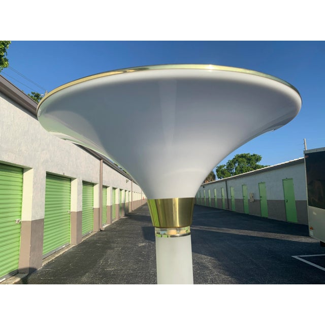 Mid-Century Modern Frosted Lucite Torchiere Floor Lamp For Sale - Image 3 of 7