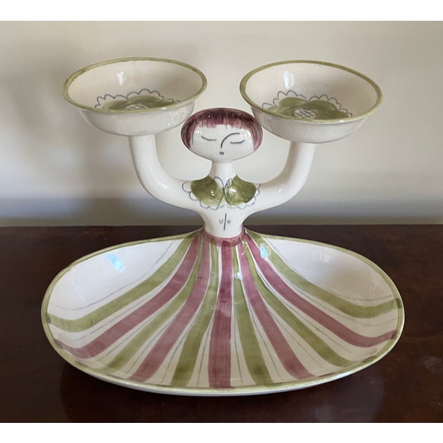Green Mid-Century Modern California Pottery Figural Serving Dish by Hedi Schoop Signed & Dated 1961 For Sale - Image 8 of 17