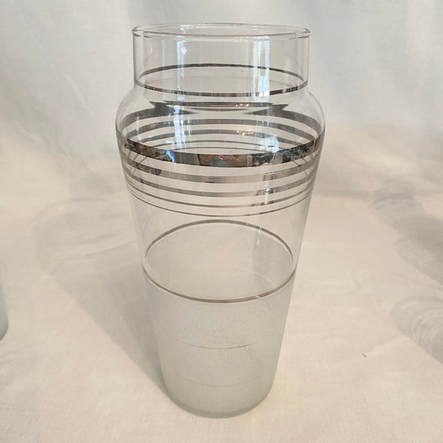 Silver Mid-Century Modern Cocktail Set With Platinum Rings & Sugar Glass Finish - Set of 7 For Sale - Image 8 of 12