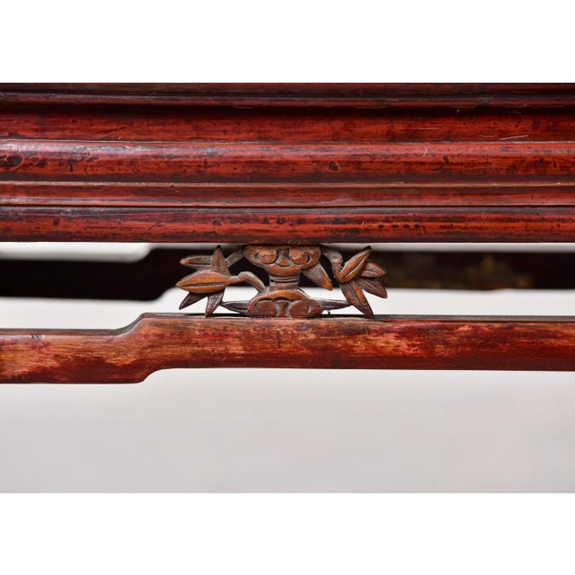 Early 20th Century Chinese Dongyang Elmwood Bench For Sale - Image 10 of 12