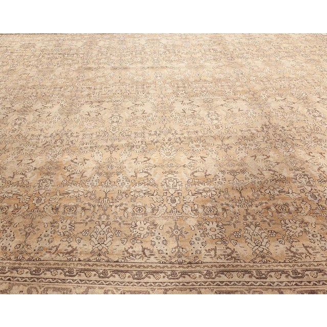 Taupe Antique Indian Amritsar Rug For Sale - Image 8 of 9