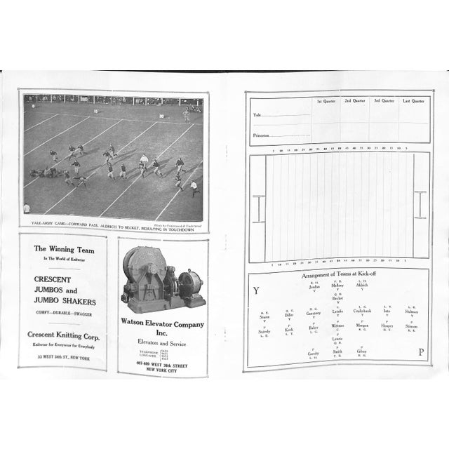 Traditional Official Souvenir Program of the Princeton-Yale Football Game Yale Bowl 1921 For Sale - Image 3 of 12