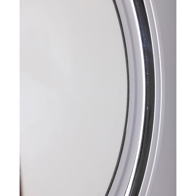 Metal Vintage Italian Round Wall Mirror in Chromed Metal, 1970s For Sale - Image 7 of 9