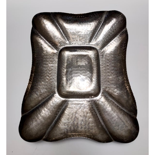 Metal Vintage Italian Embossed Silver Plated Tray by Olri, 1950s For Sale - Image 7 of 11